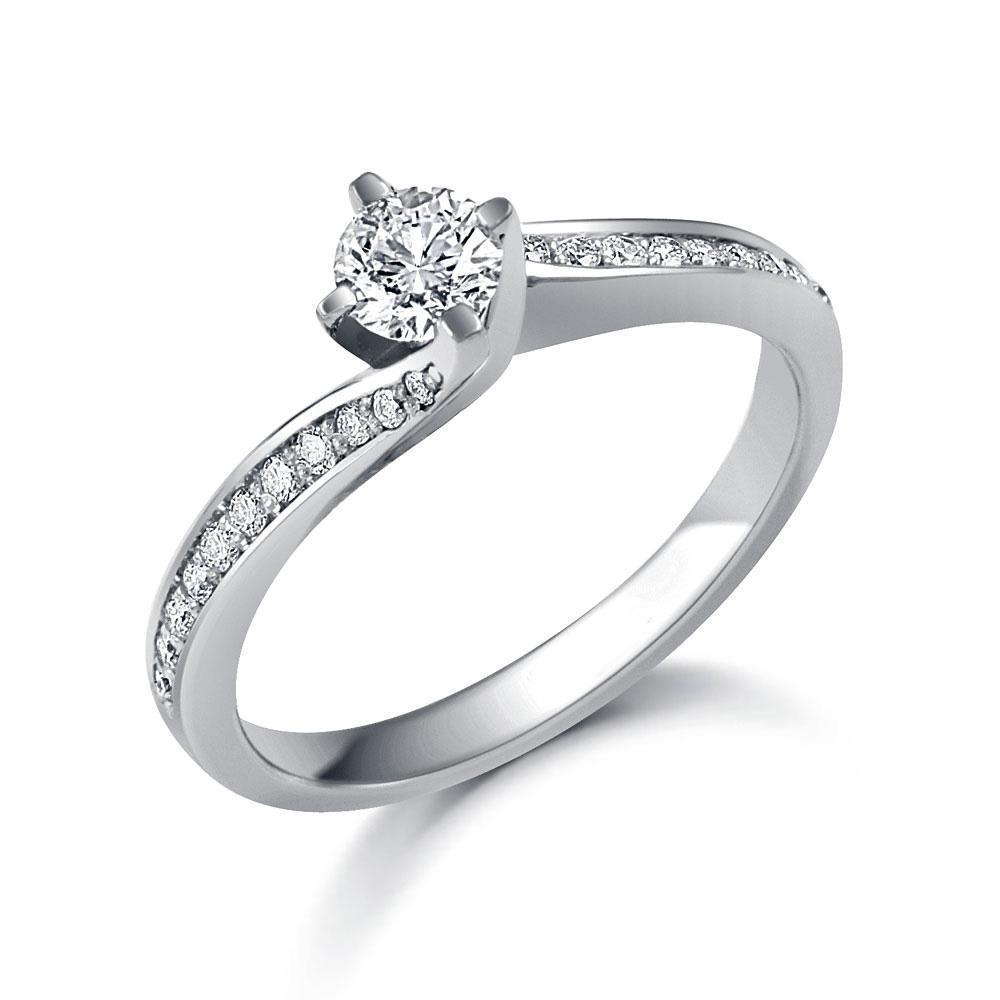 26484 White Gold Round Brilliant Shape 2.60 CT Diamond Anniversary Ring, Size 6.5
