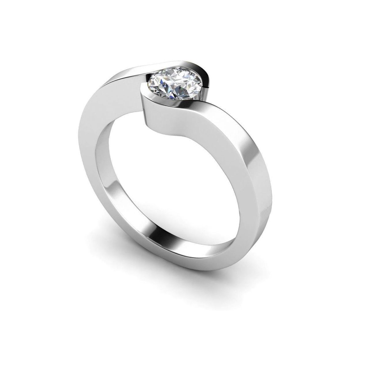 1 CT Round Cut Diamond Engagement Ring, 14K White Gold - Size 6.5