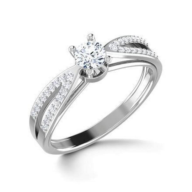 26707 2 CT Round Cut Diamond Engagement Ring, 14K White Gold - Size 6.5