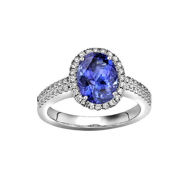 320 Tanzanite Oval & Round Diamonds 5.25 CT Pave Diamonds Ring, Size 6.5
