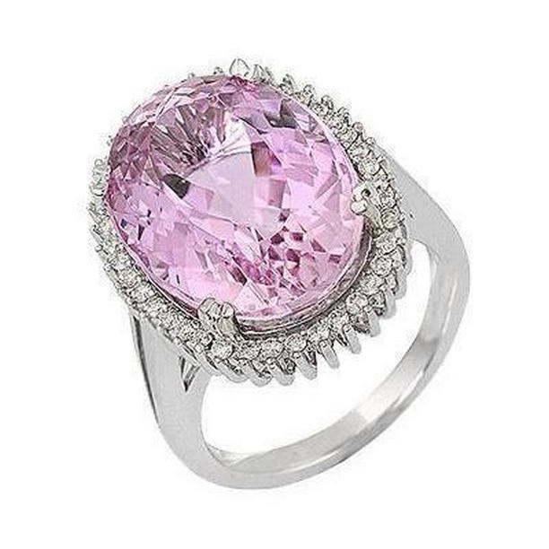 Picture of Harry Chad Enterprises 32185 Solitaire with Accents 17.85 CT Kunzite with Diamond Ring&#44; 14K Gold - Size 6.5