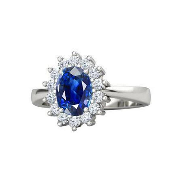 32213 2.60 CT Sri Lanka Blue Sapphire Diamond Engagement Ring, 14K White Gold - Size 6.5