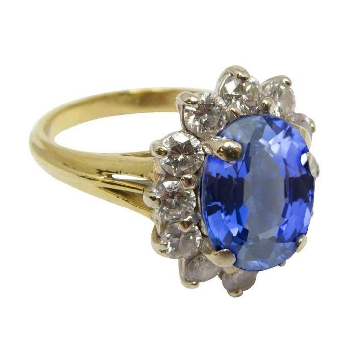 Picture of Harry Chad Enterprises 32483 Round Cut Sri Lanka Blue Sapphire Diamonds 3 CT Ring&#44; Size 6.5
