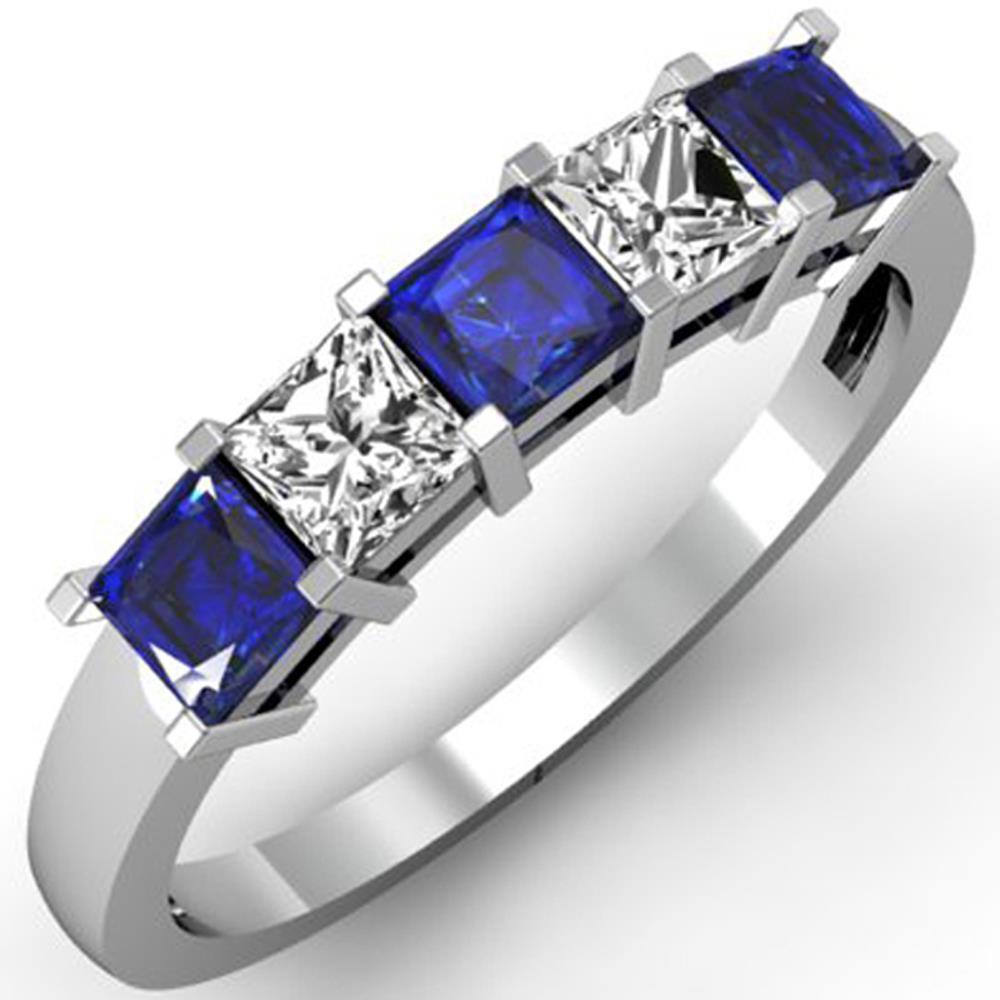 Picture of Harry Chad Enterprises 37350 1.75 CT Princess Cut Ceylon Sapphire Diamonds 5 Stone Ring&#44; Size 6.5