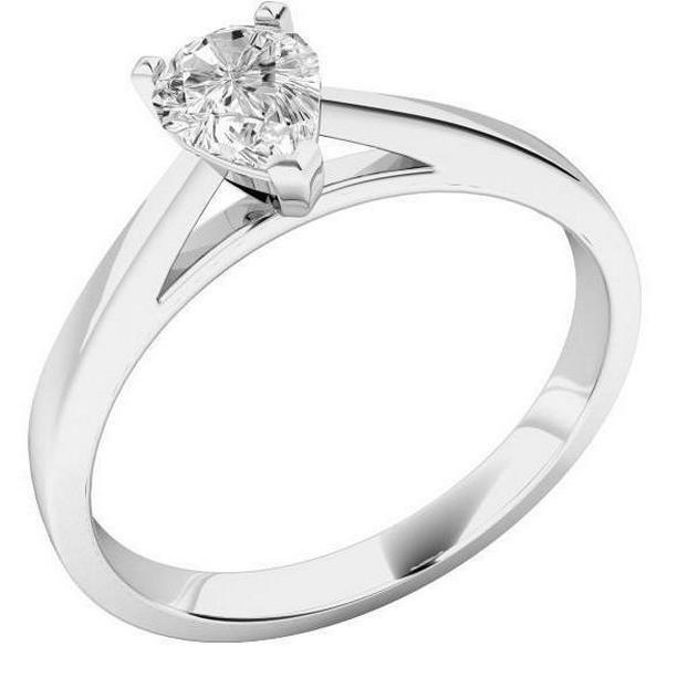 Picture of Harry Chad Enterprises 37371 Solitaire Pear Cut 1 CT Diamond Engagement Ring, Size 6.5