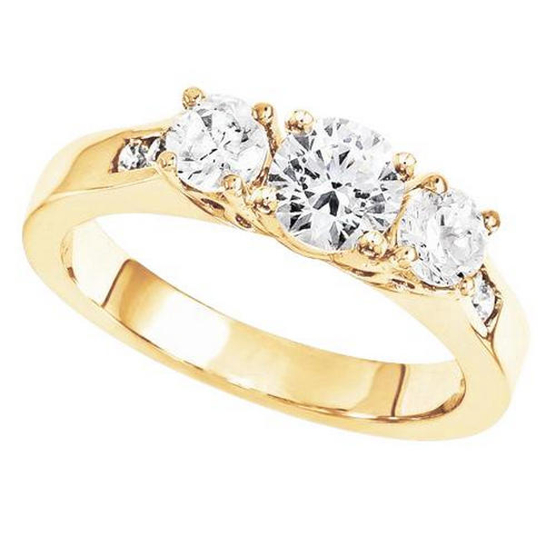 Picture of Harry Chad Enterprises 37539 2.80 CT Three Stone Diamond Engagement Ring&#44; Yellow Gold - Size 6.5