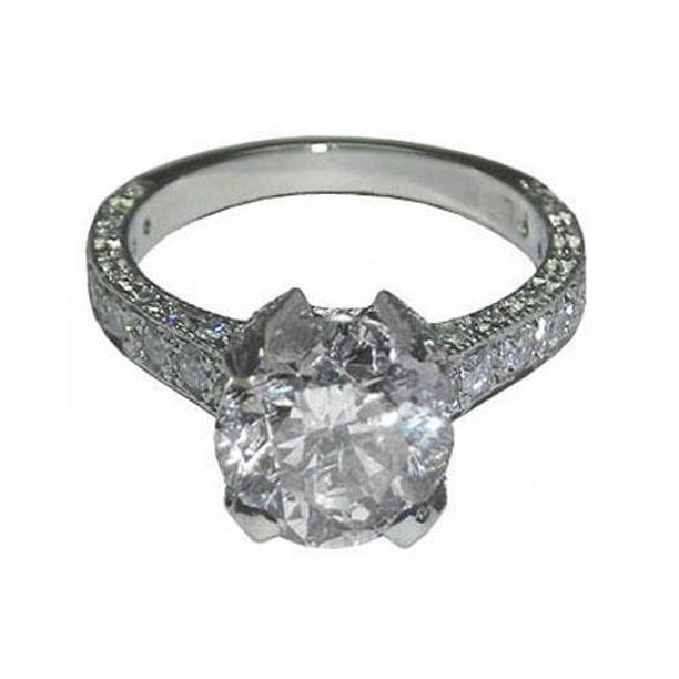 Picture of Harry Chad Enterprises 37750 3.01 CT Round Brilliant Ideal Cut Diamond Platinum Engagement Ring, Size 6.5