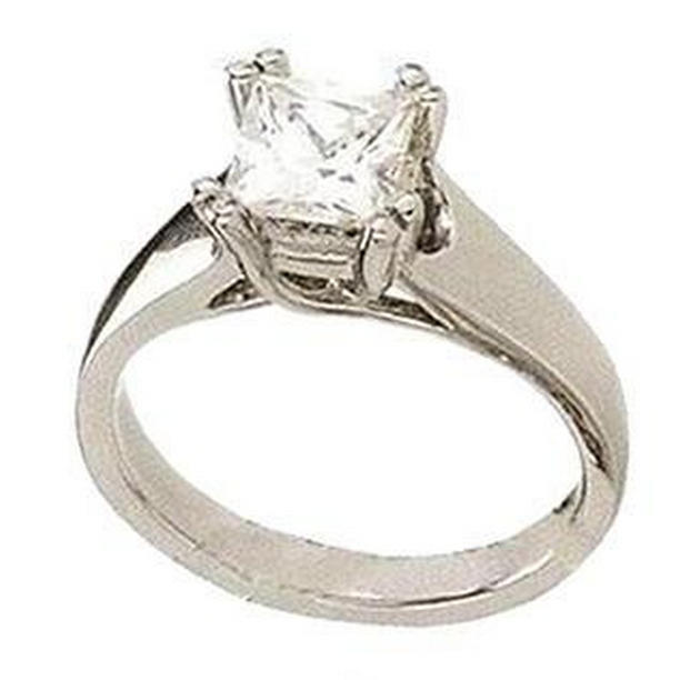 Picture of Harry Chad Enterprises 37775 1 CT Princess Cut Diamond Engagement Solitaire Ring, Size 6.5
