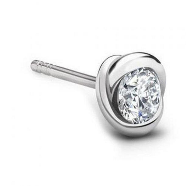 40837 0.50 CT Mens Single Diamond Stud Earring, 14K White Gold