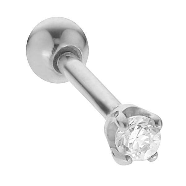 40876 075 CT Round Single Diamond Stud Mens Earring 14K White Gold