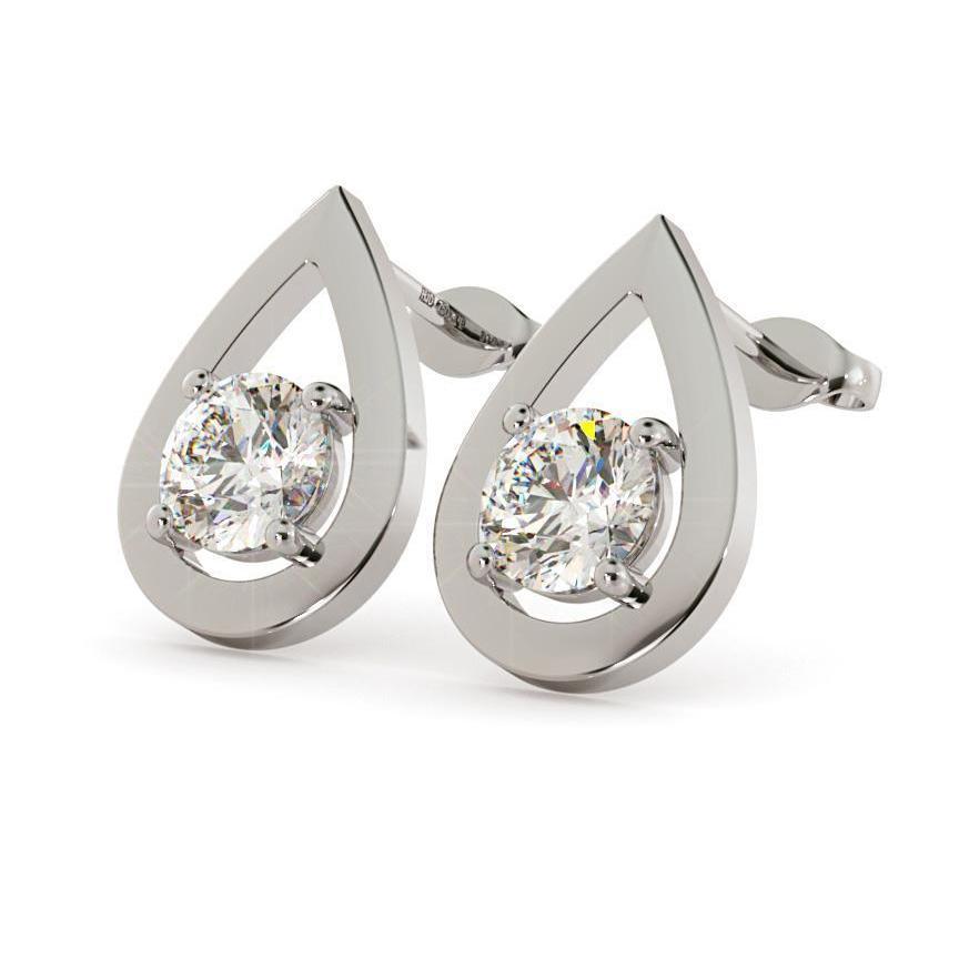 41916 1.3 CT Round Diamond Earring, 14K White Gold