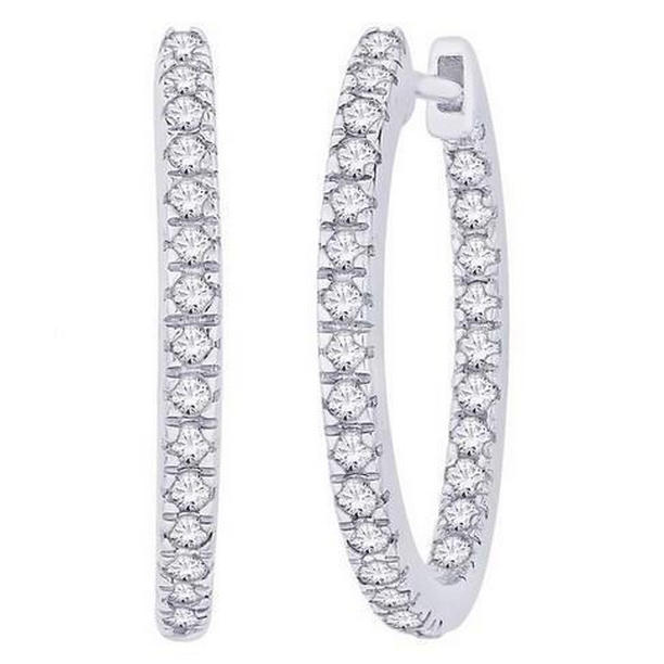 48906 4.50 CT Round Cut F Vvs1 Diamonds Ladies Hoop Earrings
