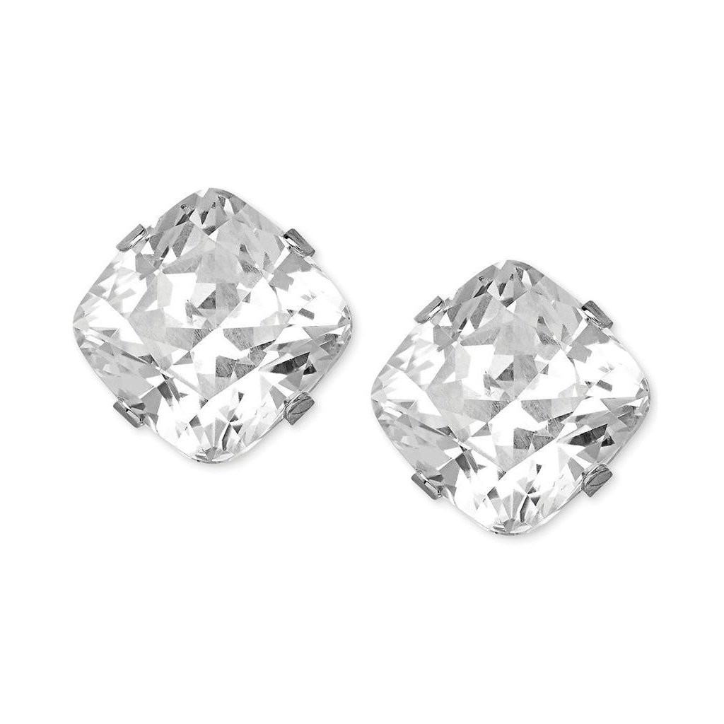 48981 2 CT Four Prong Set Cushion Cut Diamonds Stud Earring, White Gold