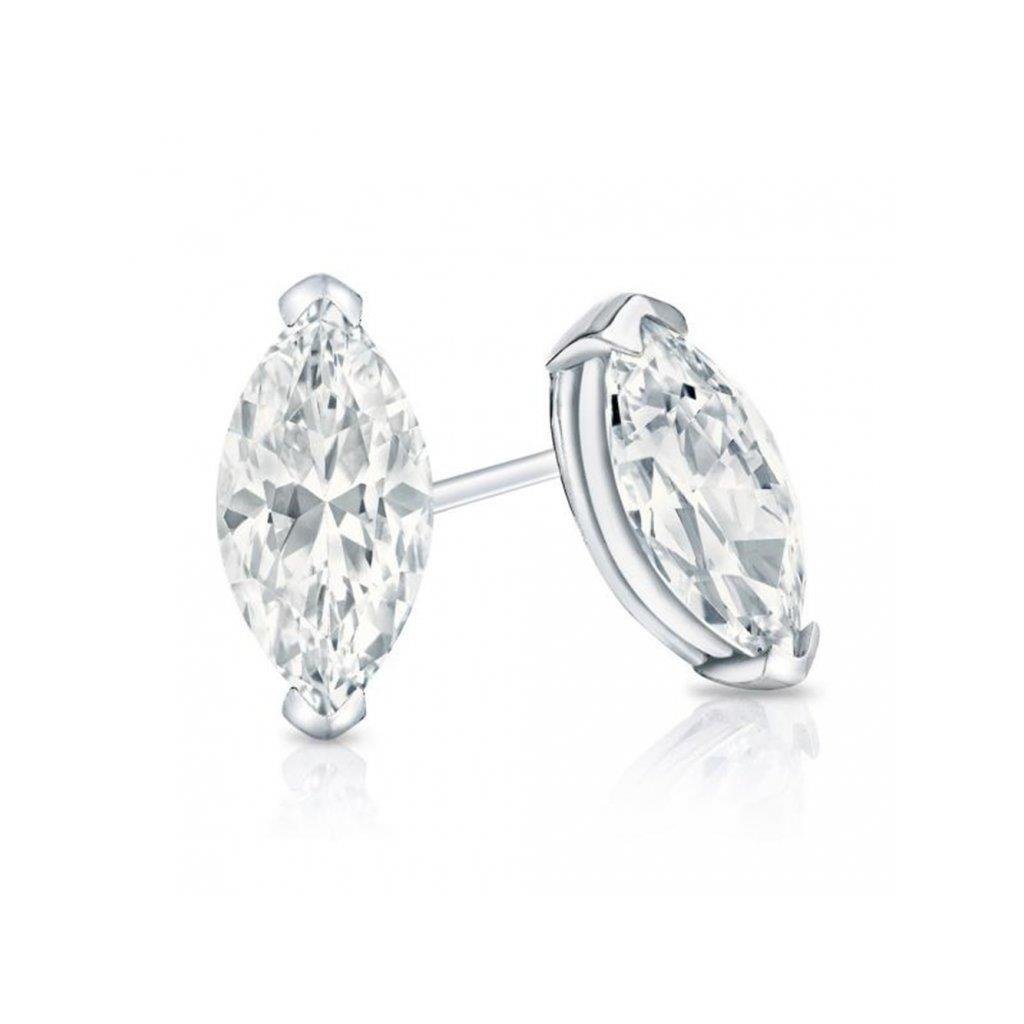 49041 2 CT Gorgeous Marquise Cut Solitaire Diamond Stud Earring, White Gold