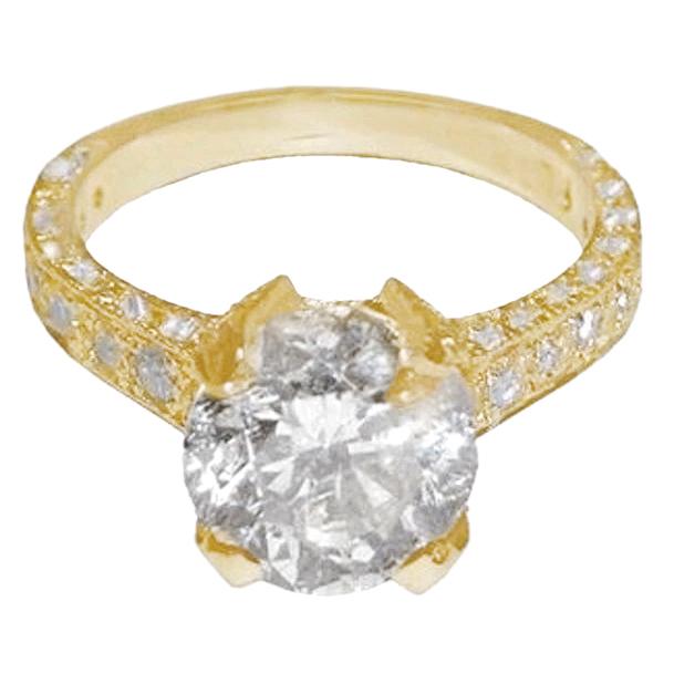3 CT Gorgeous Diamond Anniversary Ring, Yellow Gold - Size 6.5