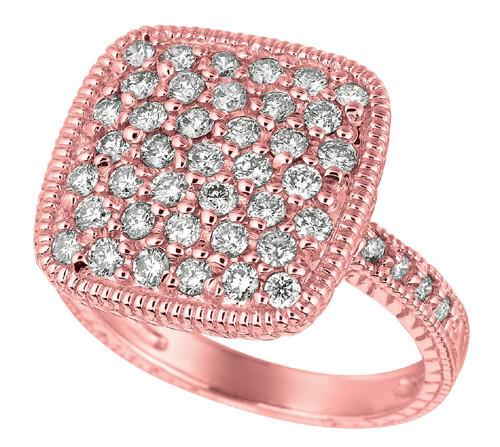 Picture of Harry Chad Enterprises HC11609-6 1.25 CT 14K Pink Gold Round Brilliant Diamond Square Shape Fancy Ring