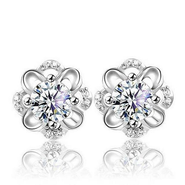 51563 2.50 CT Round Cut Diamonds Womens Stud Earrings, 14K White Gold