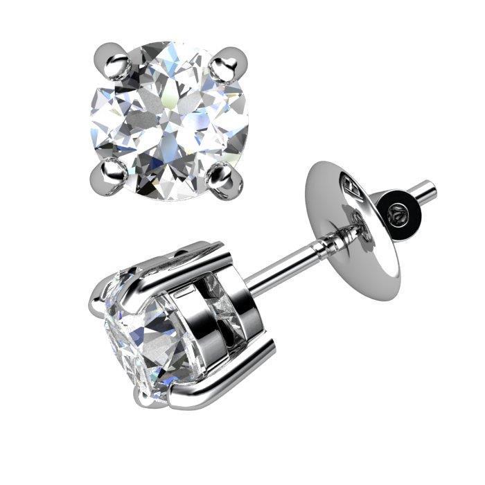 51577 1.50 CT Round Cut Diamond Fine Stud Earrings, 14K White Gold