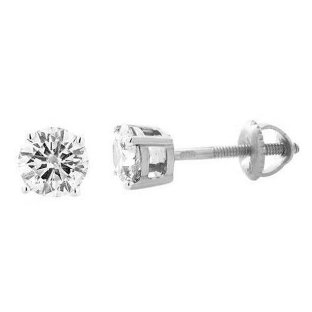 51581 1.5 CT Round Diamond Womens Stud Earring, 14K White Gold