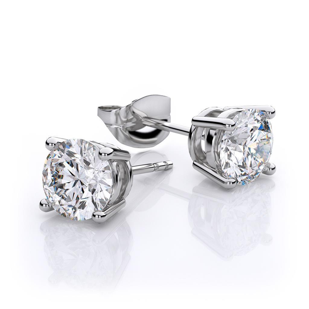 51587 2 CT White Gold Fine Diamond Stud Earring