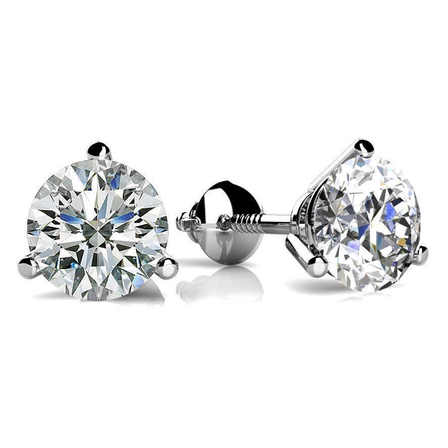 51593 Womens 2 CT Prong Round Solitaire Diamond Stud Earrings