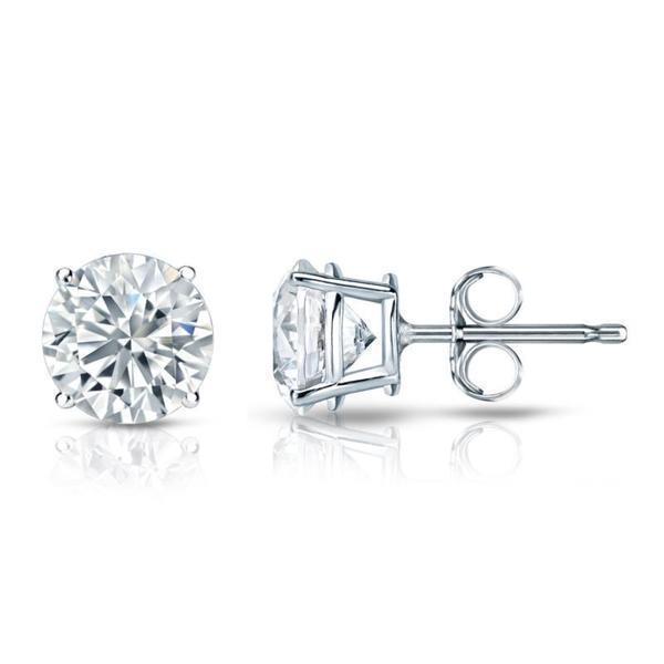 51595 2 CT Womens Diamond Stud Gold Earring, 14K White Gold