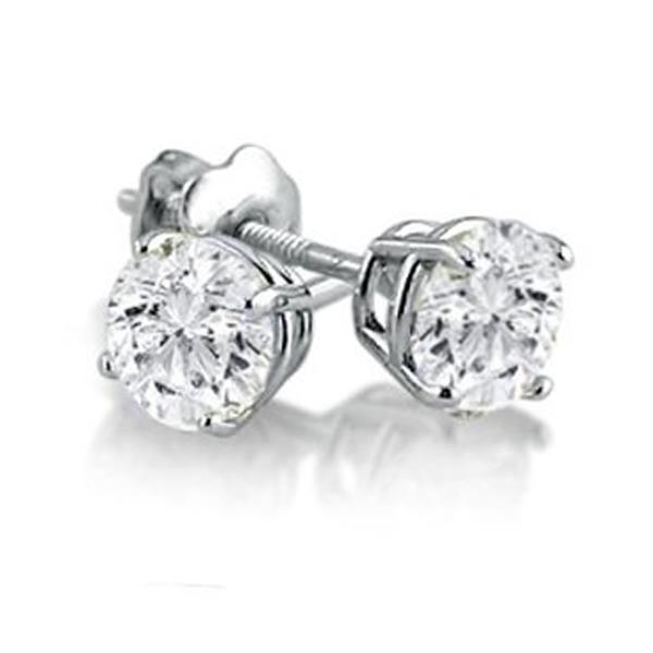 51656 Round Cut Diamonds 2.00 CT Stud Earrings, 14K White Gold