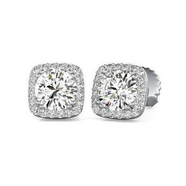 51686 2.70 CT Sparkling Round Diamond Halo Stud Earrings, 14K White Gold -  Harry Chad Enterprises