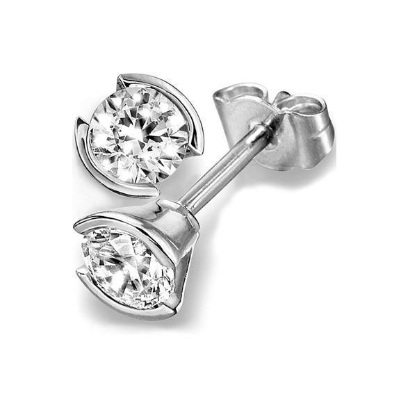 51718 1.50 CT Diamonds Stud Earrings, 14K White Gold