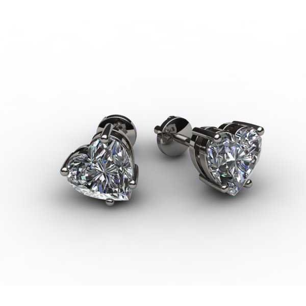 51800 Heart Diamonds 2.00 CT Lady Stud Earrings, 14K White Gold