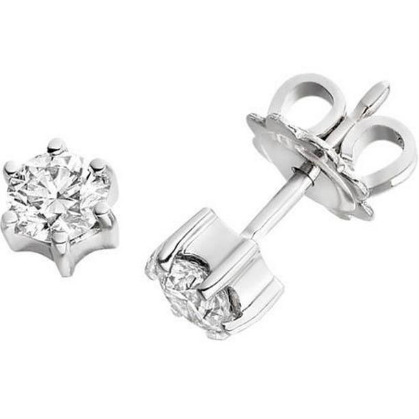 51803 Round Cut Six Prong Set 2.00 CT Diamonds Stud Earrings, 14K White Gold