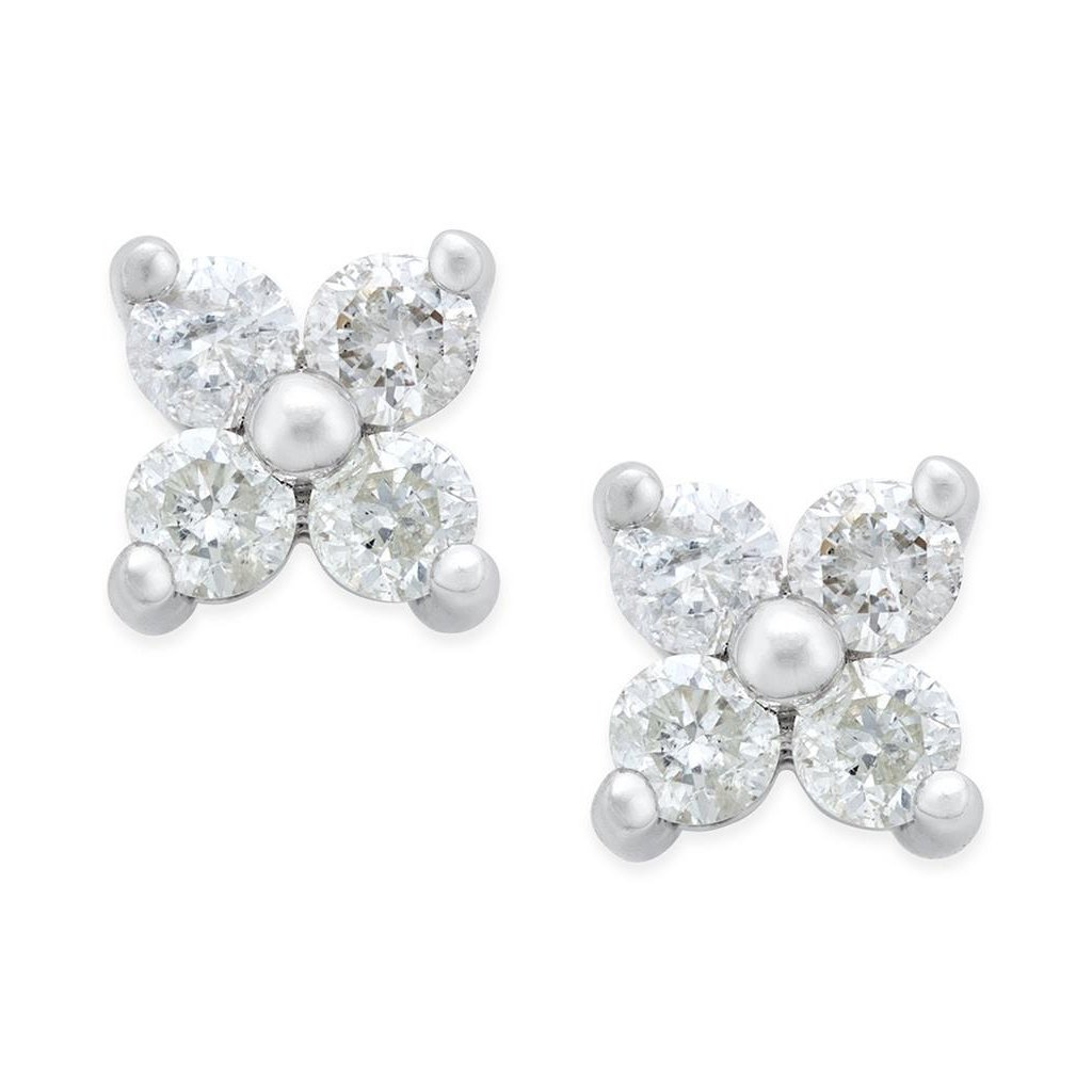 51809 2.00 CT Prong Set Diamonds Stud Earrings, 14K White Gold