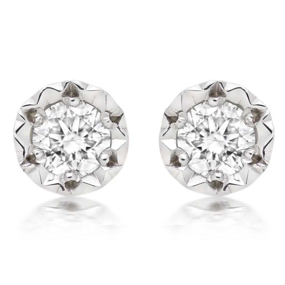 2.00 CT Brilliant Cut Diamonds Ladies Stud Earrings, 14K White Gold
