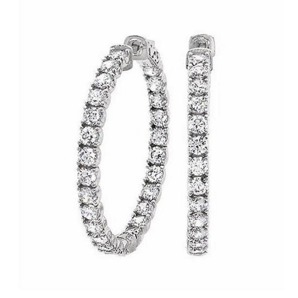 Sparkling 2.50 CT Diamonds Single Row Hoop Earrings