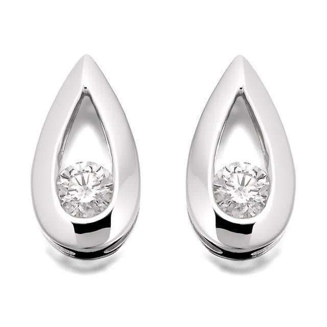 54228 2 CT Sparkling Round Diamonds Teardrop Style Stud Earrings, White Gold