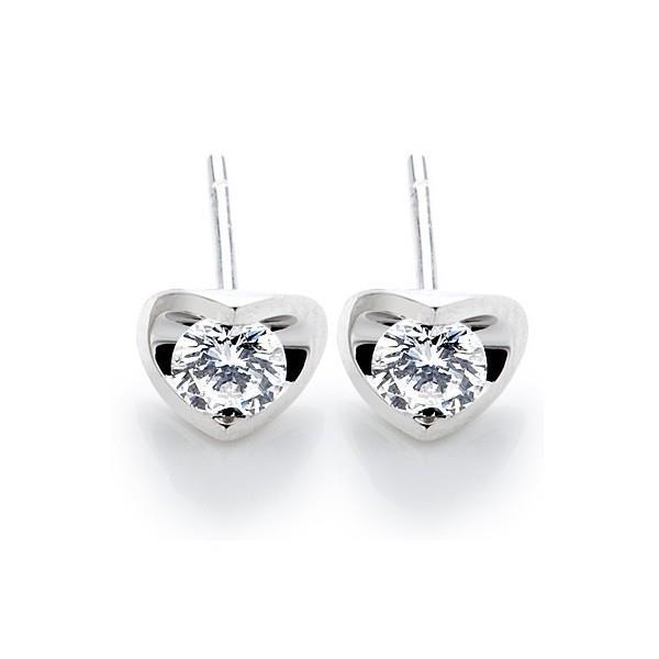 54279 Womens Heart Shaped 2 CT Round Cut Diamonds Stud Earrings, White Gold