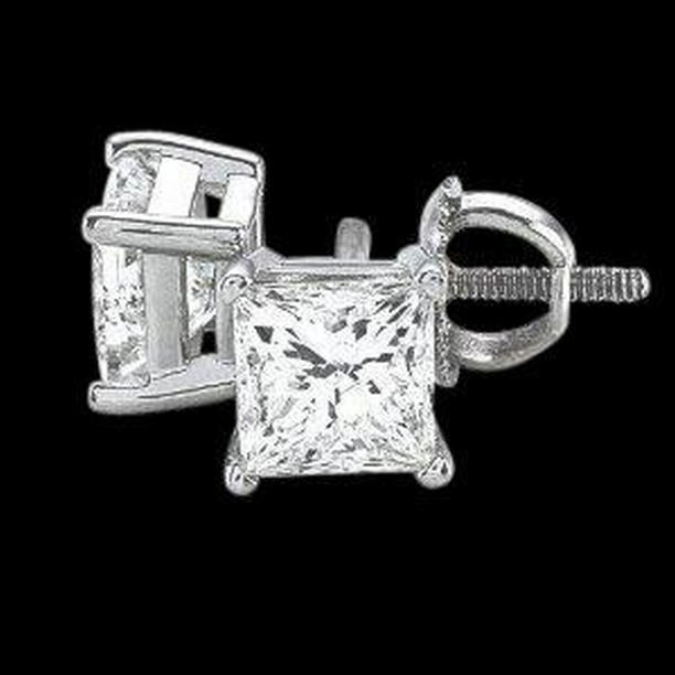 54327 2.5 CT Princess Diamond CE Stud Earrings, Gold