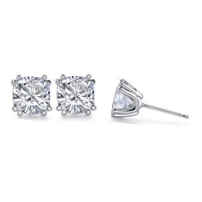 54405 1 CT Diamond Cushion Cut Stud Earring, 14K White Gold