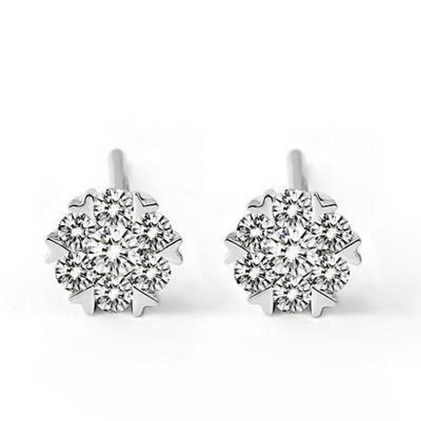 Sparkling Prong Set 4.60 CT Round Diamonds Stud Earrings, White Gold