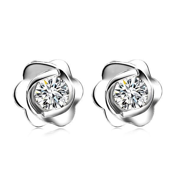 56424 Flower Style 2.20 CT Round Cut Diamonds Stud Earrings, 14K White Gold -  Harry Chad Enterprises