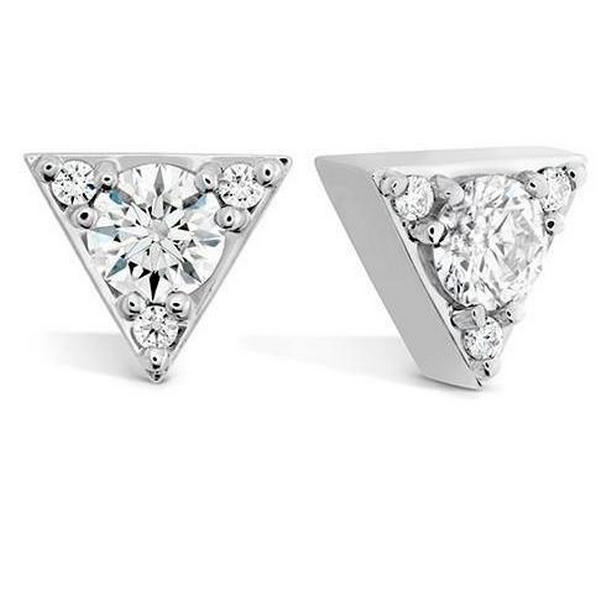 56427 3.10 CT Round Cut Diamonds Triangle Shaped Stud Earrings, White Gold