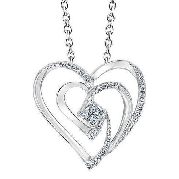 56461 Princess & Round 1.10 CT Love Diamond Heart Pendant -  Harry Chad Enterprises