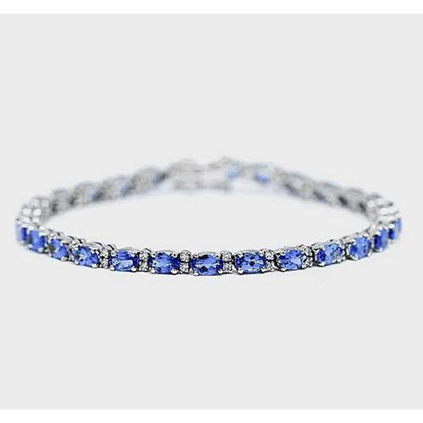 Picture of Harry Chad Enterprises 56476 18.90 CT Diamond Sapphire Tennis Bracelet&#44; 14K White Gold