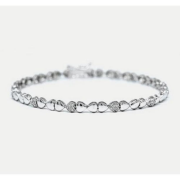 56479 Heart Shape Diamond 2 CT F-G Tennis Bracelet, 14K White Gold