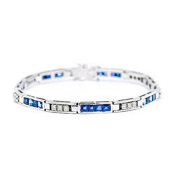 Picture of Harry Chad Enterprises 56481 5.70 CT Round Diamond & Princess Sapphire Tennis Bracelet