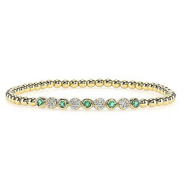 Picture of Harry Chad Enterprises 56484 3.70 CT Diamond & Green Emerald Tennis Bracelet&#44; 14K Yellow Gold
