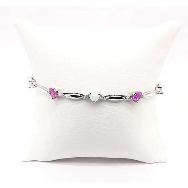 Picture of Harry Chad Enterprises 56499 9.54 CT Heart Shape Pink Amethyst & Opal Diamond Bracelet