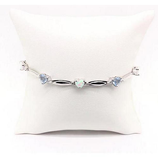 Picture of Harry Chad Enterprises 56500 9.54 CT Heart Shape Aquamarine & Opal Diamond Bracelet