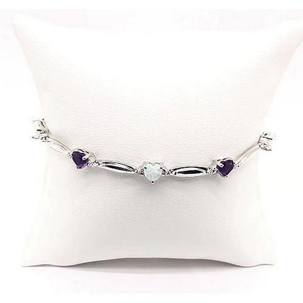 Picture of Harry Chad Enterprises 56501 9.54 CT Heart Shape Purple Amethyst & Opal Diamond Bracelet