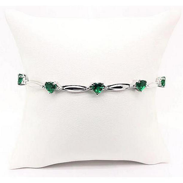 Picture of Harry Chad Enterprises 56502 9.54 CT Green Emerald Heart Shape Diamond Bracelet